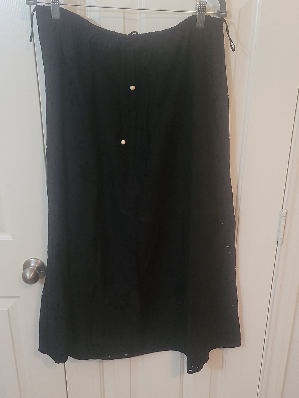 H&M Black Maxi Skirt with Eyelet Detail